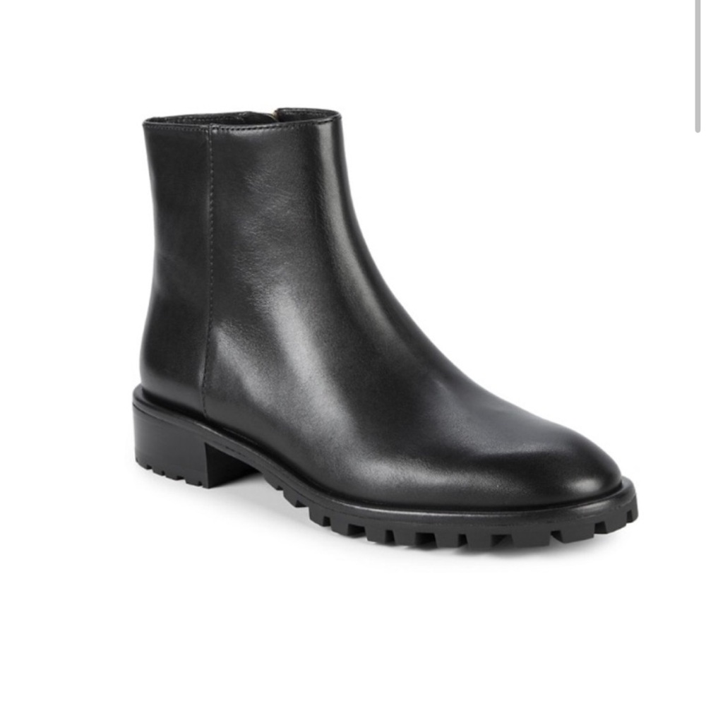 Stuart Weitzman Maelie Black Leather Side Zip Boots